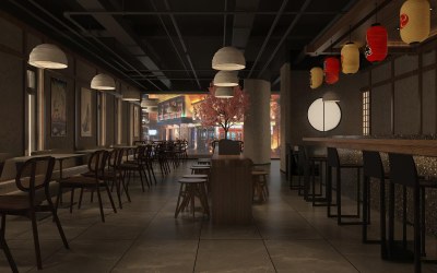 日式餐厅3D模型下载
